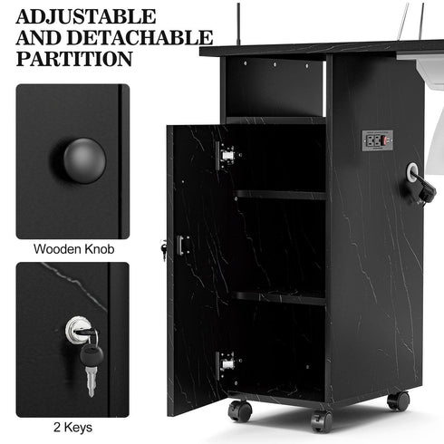 Mesa de manicura Paddie con lámpara y tomas de corriente