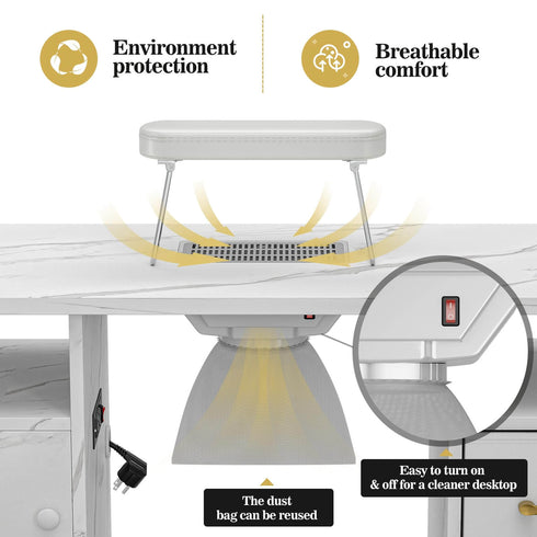 Mesa de manicura Paddie con lámpara y tomas de corriente