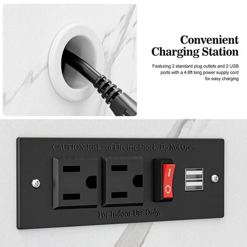 Mesa de manicura Paddie con lámpara y tomas de corriente