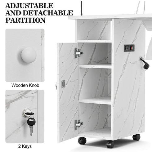 Mesa de manicura Paddie con lámpara y tomas de corriente