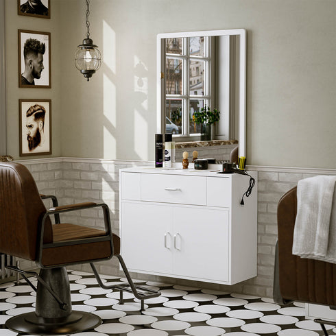 Paddie Wall Mount Salon Station with Mirror