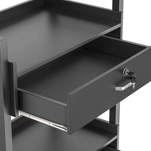 TTGIEET Salon Trolley Cart, Salon Tray Wooden Mobile Utility Cabinet with 2 Lockable Drawers, Rolling Storage Station Medical Esthetic Supply Holder for Beauty Spa