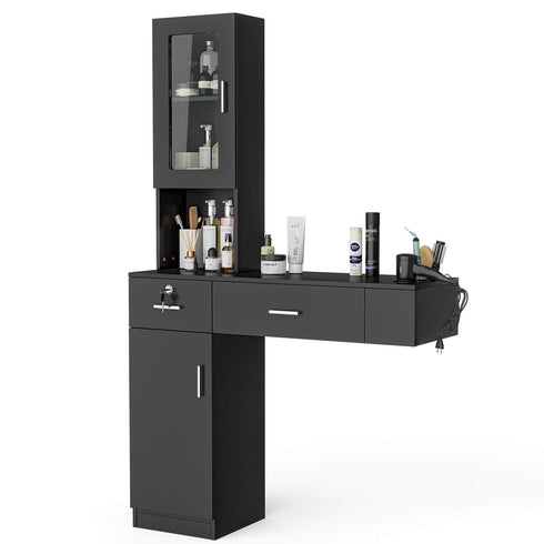 Estación de peinado de montaje en pared Paddie con gabinete de vidrio