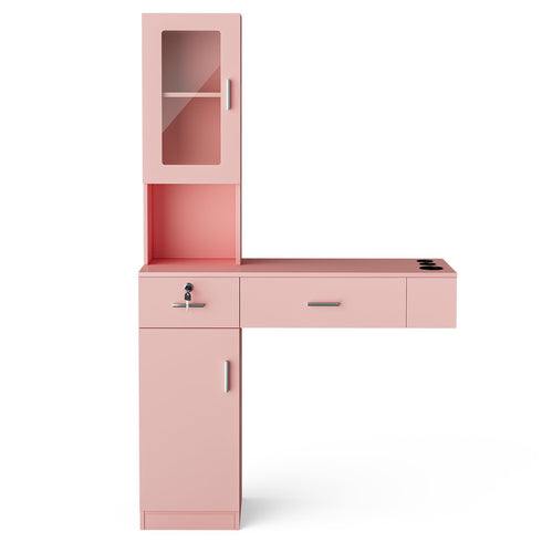 Estación de peinado de montaje en pared Paddie con gabinete de vidrio