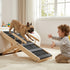 TTGIEET Upgraded Dog Ramp for Couch, Foldable Wooden Pet Ramp with 4 Adjustable Heights from 14'' to 22", Portable Pet Steps with Detachable Guardrails for Small Dogs, Puppies, Injured and Old Dogs