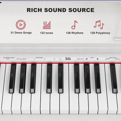 UMOMO 88 Weighted Key Digital Piano Keyboard with Piano Bench, Full Size Electric Piano with Piano Stand, Headphone Jack, 3 Pedal, Electronic Piano for Beginner, Adults