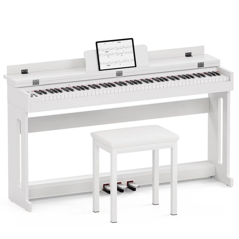UMOMO 88 Weighted Key Digital Piano Keyboard with Piano Bench, Full Size Electric Piano with Piano Stand, Headphone Jack, 3 Pedal, Electronic Piano for Beginner, Adults