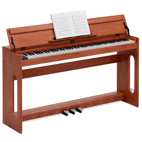 UMOMO 88 Key Digital Piano Keyboard, Full Size Electric Piano with Piano Stand, Headphone Jack, 3 Pedal, Electronic Piano for Beginner, Adults, Brown