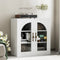 TTGIEET Sideboard Buffet Cabinet Modern Accent Console Cabinet with Arched Glass Doors and Storage,White,for Living Room,Dining Room,Entryway