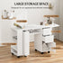 TTGIEET Manicure Station with Storage Drawers and Cabinet, Nail Tech Table with Foldable Tabletop, Nail Station with Lockable Wheels, Wrist Cushion, Nail Organizer & Foldable Trash Rack