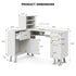 TTGIEET L-Shaped Manicure Table Nail Station with Shelves, Nail Tech Table Nail Table Station w/Dust Collector, Storage Cabinets, Drawers, Metal Handles & Legs