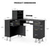 TTGIEET L-Shaped Manicure Table Nail Station with Shelves, Nail Tech Table Nail Table Station w/Dust Collector, Storage Cabinets, Drawers, Metal Handles & Legs