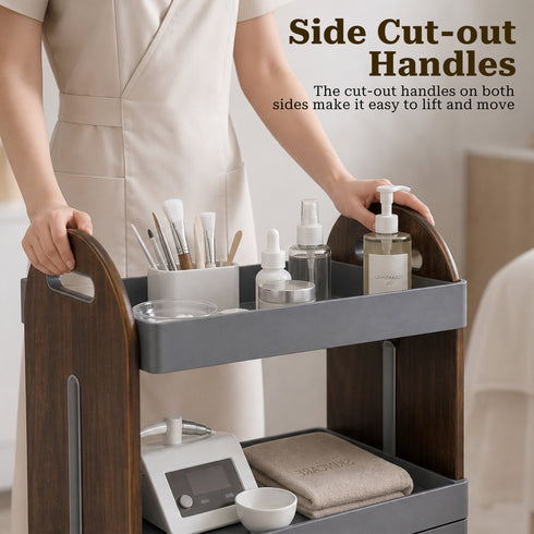 TTGIEET Salon Trolley Cart with Lockable Rolling Wheels, Esthetician Cart with Open Storage Shelves& Cabinet for Beauty Salon