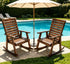 TTGIEET Outdoor Solid Wood Rocking Chairs Set of 2 for Adults, 2PCS Patio Rockers with High Back for Porch, Garden, Lawn, Brown