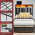 TTGIEET Twin XL Upholstered Bed Frame w/ Storage Headboard, Drawer, Charging & LED, Dark Grey, No Box Spring