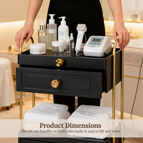 TTGIEET Salon Trolley Cart with Lockable Wheels, Salon Station Cabinet with Drawer & Cabinet for Hair Stylist Makeup Tool Organizer for Beauty Spa Barbershop