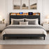 TTGIEET LED King Size Bed Frame with Charging Station & Storage Headboard – Upholstered Metal Platform, Solid Wood Slats, Noise Free, No Box Spring Needed, Easy Assembly, Black