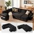 TTGIEET 7-Seater U-Shaped Sectional Sleeper Sofa, Reversible Pull-Out Sofa Bed with Storage & Cup Holders, Corduroy Couch for Living Room
