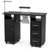TTGIEET Manicure Table Nail Station with Power Outlets, Marble Grained Nail Tech Table Nail Table Station w/Dust Collector, Non-Woven Drawers, Desk Lamp & Wrist Cushion