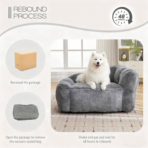 TTGIEET Dog Sofa Couch Bed for Medium, Large Dogs, 51" Pet Sofa with Faux Fur Fabric, Comfortable Pet Couch with Backrest and Armrests