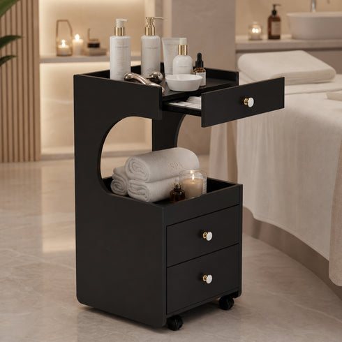 TTGIEET Salon Stylist Rolling Cart with 3 Drawers and Pull-Out Desktop, Makeup Tool Organizer for Beauty Spa Barbershop