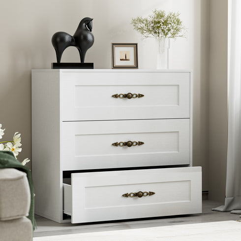 TTGIEET Wooden Dresser with 3 Large Drawers, Modular Media Console Storage Chest of Drawers, Sideboard Credenza for Living Room, Entryway, Kitchen