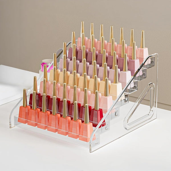 TTGIEET Acrylic Nail Polish Organizer Rack, 7 Tier Clear Holder Stand for Nail Polish Lipstick Makeup Brushes, Wall or Countertop Display, Transparent