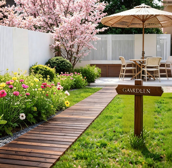 TTGIEET 6 FT Straight Wooden Garden Pathway, Non-Slip Outdoor Roll Out Walkway with Wire Rope Connection for Lawn Patio Backyard
