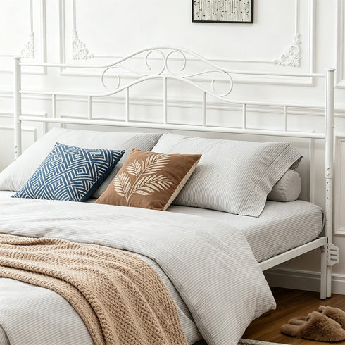 TTGIEET Metal King Headboard, Adjustable Height, Vintage Iron Scrollwork Design with Bed Frame Brackets Adapter