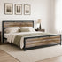 TTGIEET California King Size Metal Platform Bed Frame with Wooden Headboard and Footboard, No Box Spring Needed, Large Under Bed Storage（Light Brown）