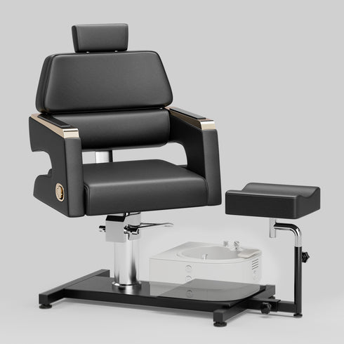 TTGIEET Black Hydraulic Pedicure Chair for Nail Tech with Adjustable Footrest, 360 Swivel, No Plumbing for Salon