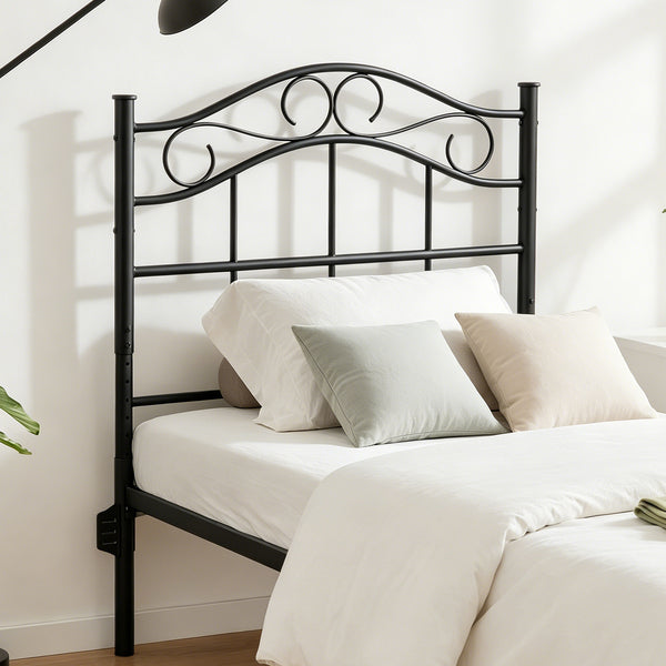 TTGIEET Metal Twin/Twin XL Headboard, Adjustable Height, Vintage Iron Scrollwork Design with Bed Frame Brackets Adapter