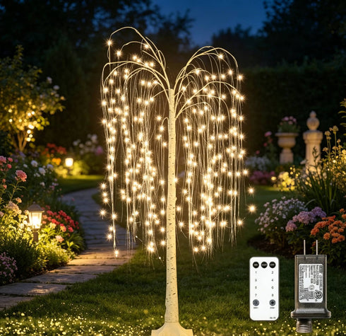 TTGIEET Lighted Willow Tree, 6 Ft Weeping Willow Tree with Lights, Light-Up Tree for Christmas Wedding Party Bedroom Home Garden Patio Decor, Warm Light