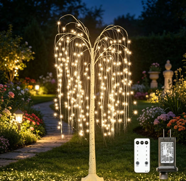 TTGIEET Lighted Willow Tree, 6 Ft Weeping Willow Tree with Lights, Light-Up Tree for Christmas Wedding Party Bedroom Home Garden Patio Decor, Warm Light