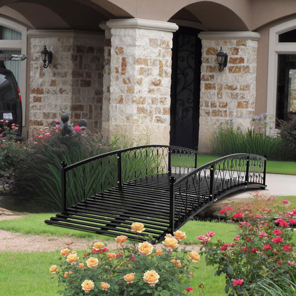 TTGIEET Metal Garden Bridge 8 FT, Durable Decorative Footbridge with Siderails Large Outdoor Bridges, Weight Capacity 770 lbs for Backyard, Creek, Lawn, Stream