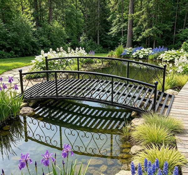TTGIEET 6 FT Metal Arch Backyard Garden Bridge with 660 lbs, Durable Decorative Footbridge with Siderails, Outdoor Bridges for Creek, Lawn, Stream（Black）