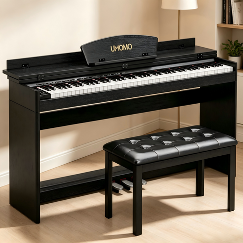TTGIEET 88-Key Upright Digital Piano with Bench, Full-Size Electric Keyboard with Stand and 3 Pedals, Headphone Jack