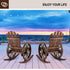 TTGIEET Set of 2 Wooden Wagon Wheel Rocking Chair, 2 PCS Outdoor Rocking Chair with Slatted Back and Wheel Armrests for Porch,Garden Lawn, Rustic Brown
