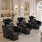 TTGIEET Shampoo Bowl and Chair Set for Salon, Porcelain Tilting Shampoo Sink Station with Adjustable Chair, Backwash Shampoo Station for Hair Salon, Barber Shop, Spa, Black
