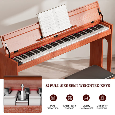 TTGIEET 88 Key Digital Piano Keyboard, Full Size Electric Piano with Piano Stand, Headphone Jack, 3 Pedal, Electronic Piano for Beginner