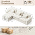 TTGIEET L-Shaped Sectional Sofa, 3-Seat Cloud Couch with Movable Ottoman, Oversized Chenille Sofa for Living Room