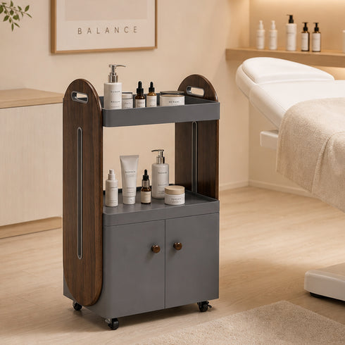 TTGIEET Salon Trolley Cart with Lockable Rolling Wheels, Esthetician Cart with Open Storage Shelves& Cabinet for Beauty Salon