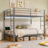 TTGIEET Full Metal Bunk Bed Frame w/ LED & USB Ports, Dual Guardrails, 2 Ladders, Heavy-Duty