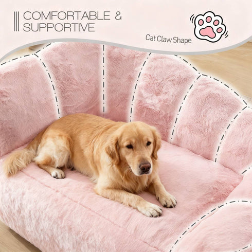 TTGIEET Dog Sofa Couch Bed for Medium, Large Dogs, 51" Pet Sofa with Faux Fur Fabric, Comfortable Pet Couch with Backrest and Armrests