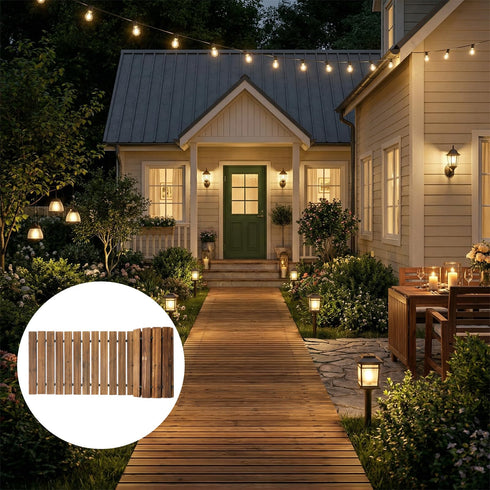 TTGIEET 6 FT Straight Wooden Garden Pathway, Non-Slip Outdoor Roll Out Walkway with Wire Rope Connection for Lawn Patio Backyard