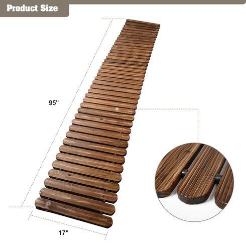 TTGIEET 8 FT Straight Wooden Garden Pathway, Non-Slip Outdoor Roll Out Walkway withRounded Edges for Lawn Patio Backyard