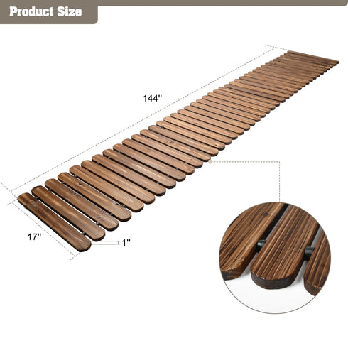 TTGIEET Roll Out Straight Wood Garden Pathway, 12 ft x 17 in Walkway Path with Rounded Edges & Wire Rope Connectio for Backyard Wedding Party
