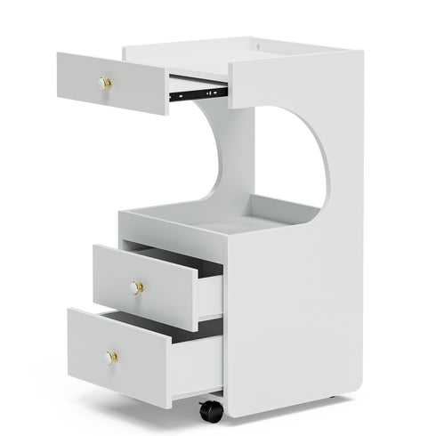 TTGIEET Salon Stylist Rolling Cart with 3 Drawers and Pull-Out Desktop, Makeup Tool Organizer for Beauty Spa Barbershop