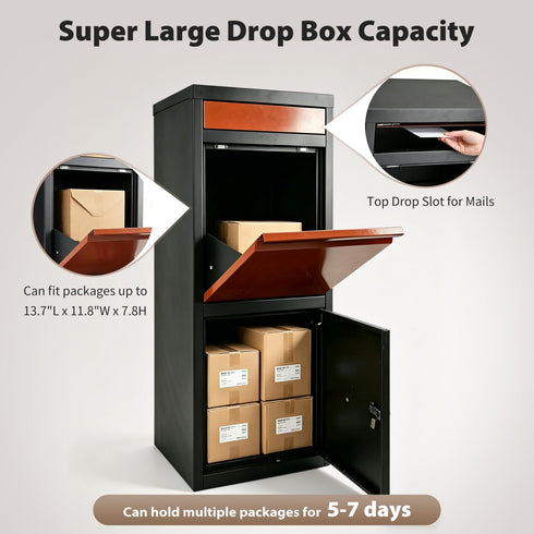 TTGIEET Package Delivery Boxes for Outdoor, 40 Gallon Large Mailbox with Lock, Weatherproof Metal Parcel Drop Safe for Porch