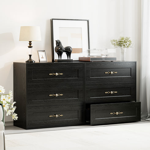 TTGIEET Wooden Dresser with 3 Large Drawers, Modular Media Console Storage Chest of Drawers, Sideboard Credenza for Living Room, Entryway, Kitchen